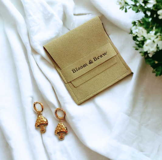 Gold Mushroom Hoop Earrings