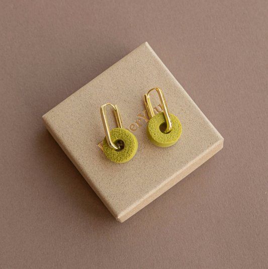 Green 'Surround' Clay Earrings