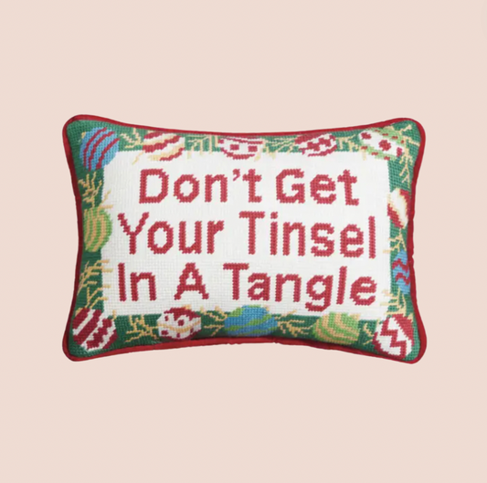 Tinsel Tangle Needlepoint Christmas Cushion