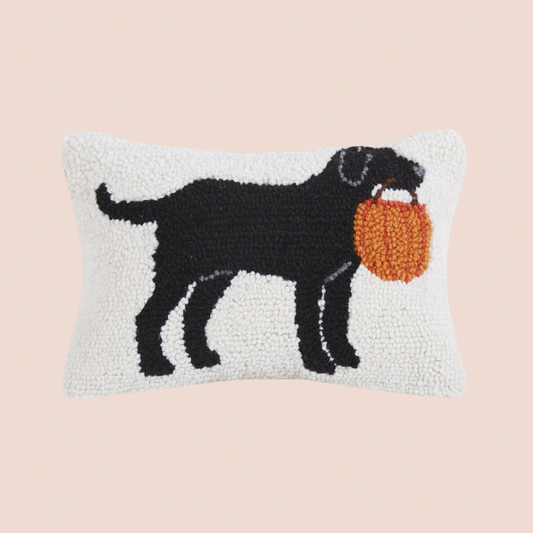 Wool Hooked Trick Or Treating Dog Cushion