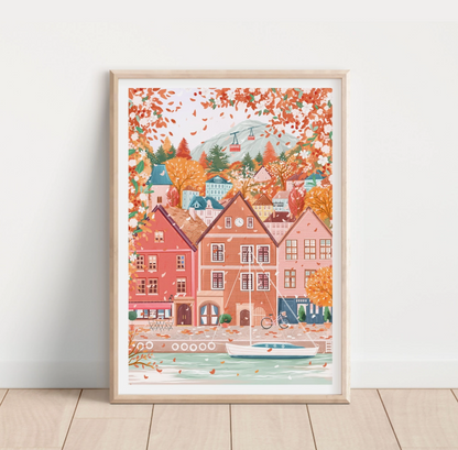 Autumn in Bergen A4 Print