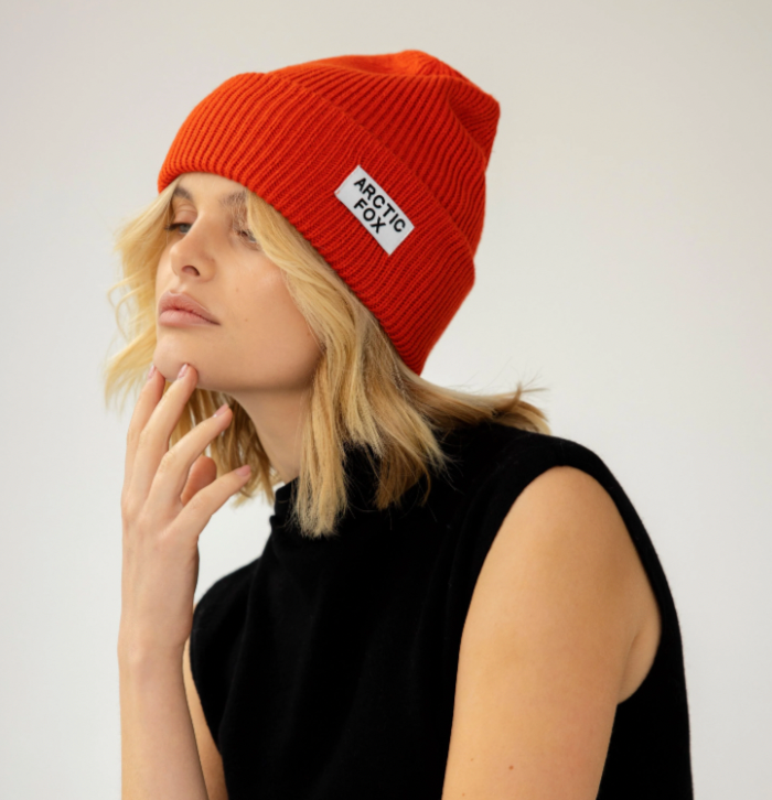 Recycled Bottle Beanie in Sunkissed Coral