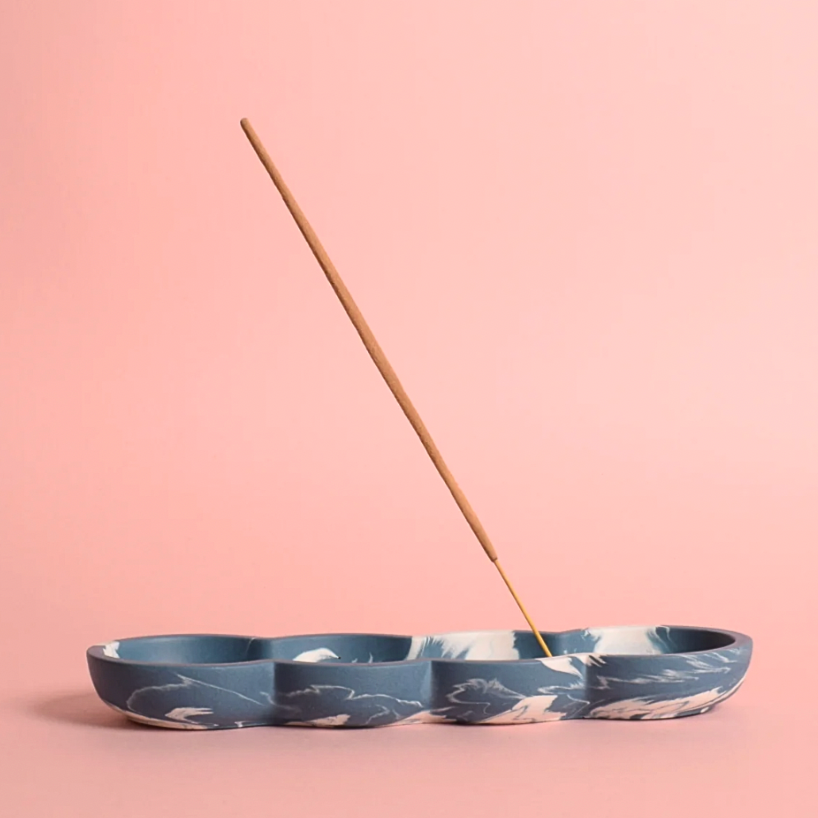 Handmade Incense Holder in Blue Smoke