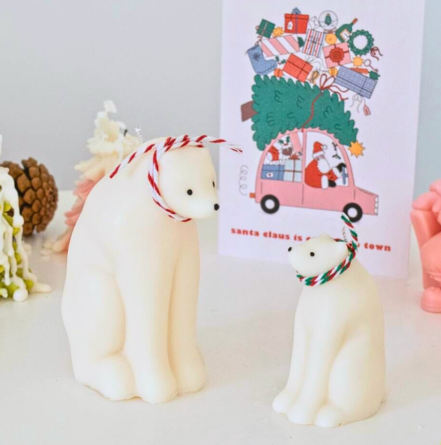 Handmade Polar Bear Candle - Small