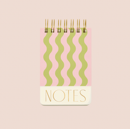 Ringbound Pink & Green Wavy Notepad