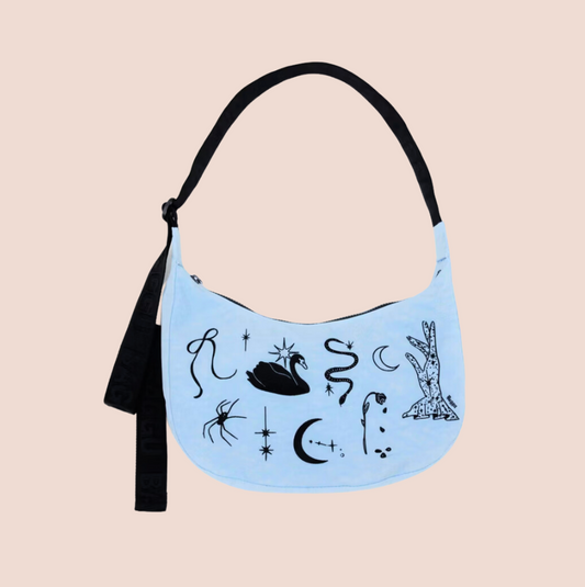 BAGGU Medium Crescent Zip Bag in Ballet design