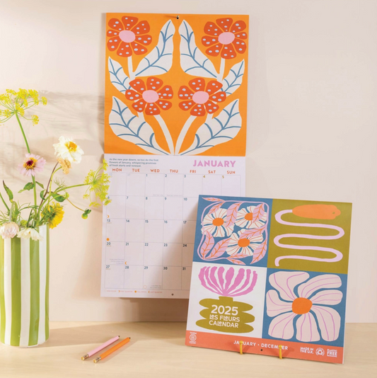 'Les Fleurs' 2025 Wall Calendar