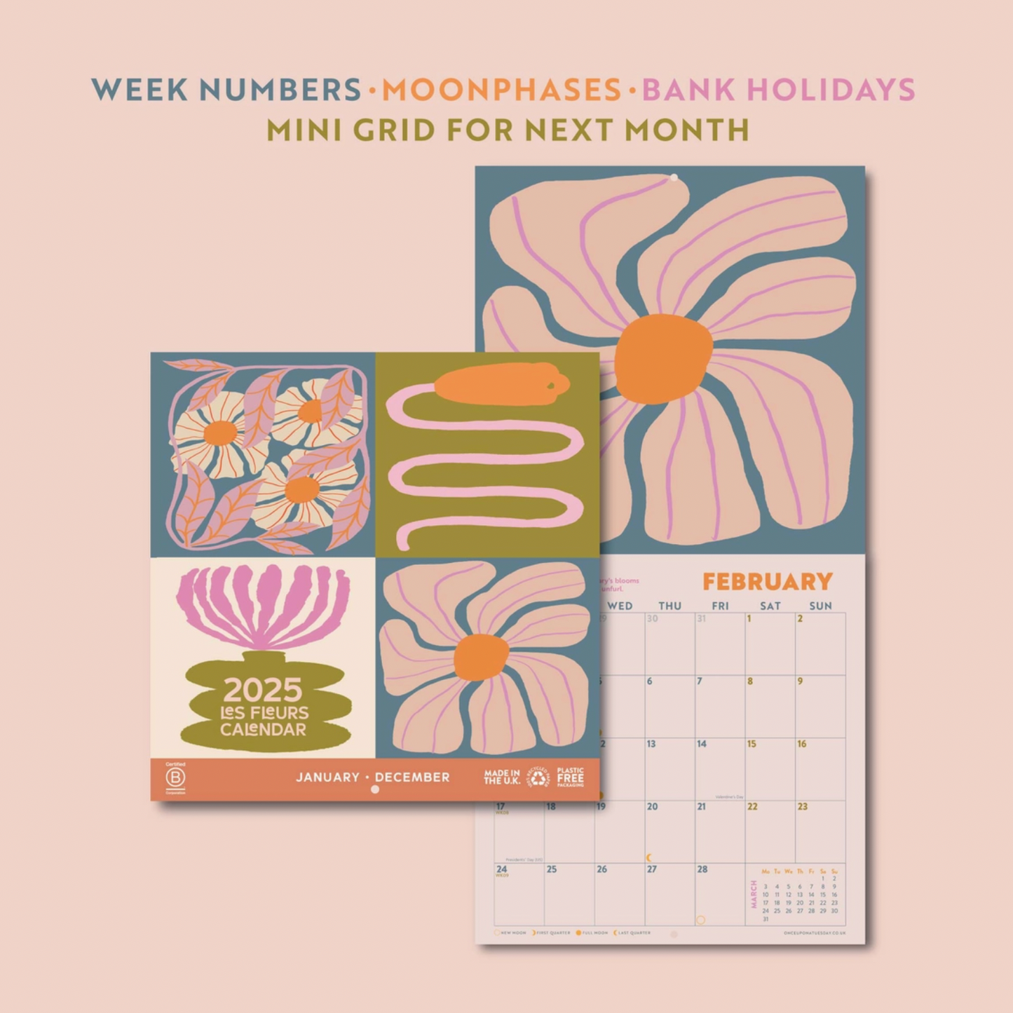 'Les Fleurs' 2025 Wall Calendar