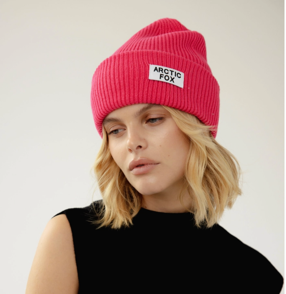 Recycled Beanie Hat in Pink