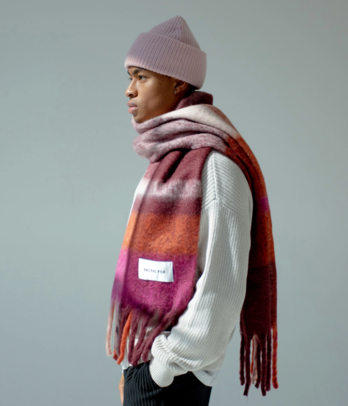 Stockholm Recycled Scarf in Burgundy Check