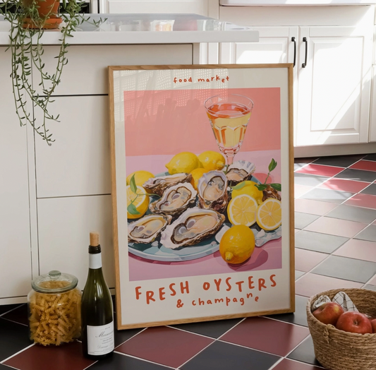 Oysters & Champagne A4 Print