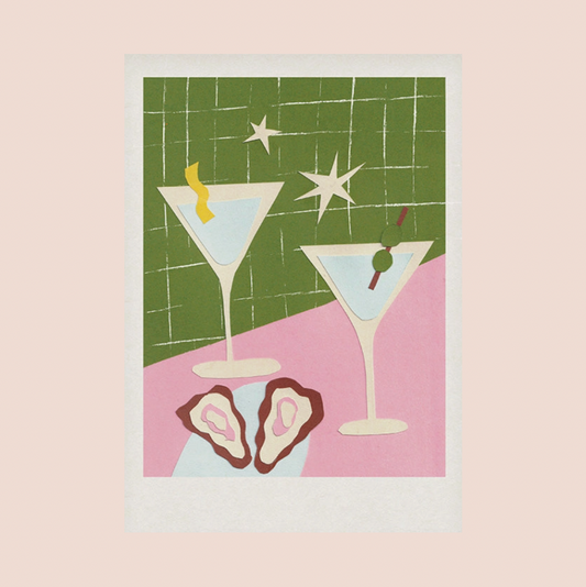 Martini & Oysters A4 Print