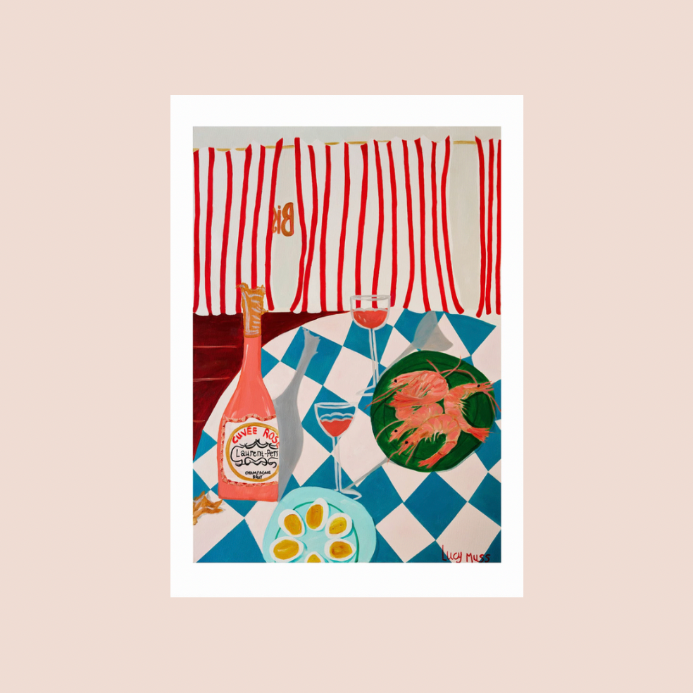 Shrimps And Champagne A3 Print