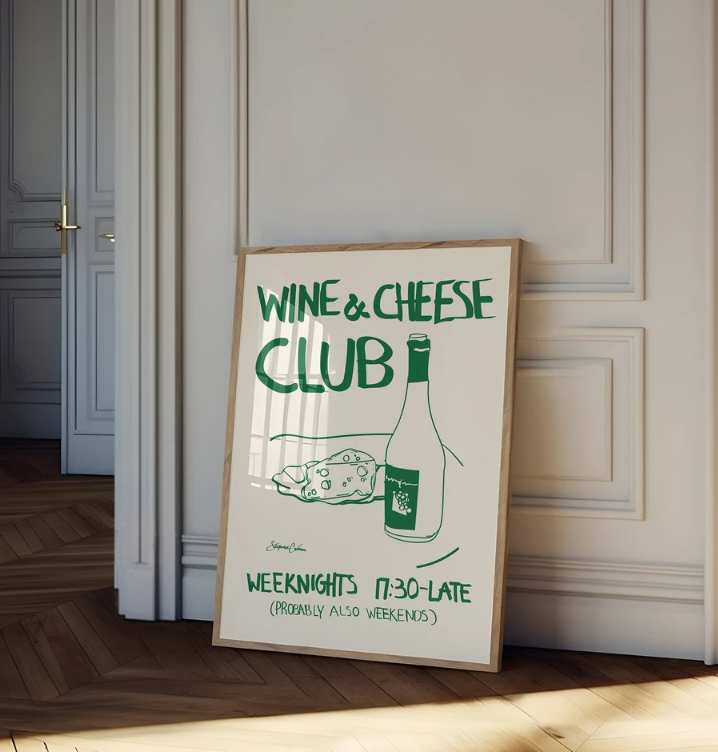 Wine & Cheese Club A3 Print