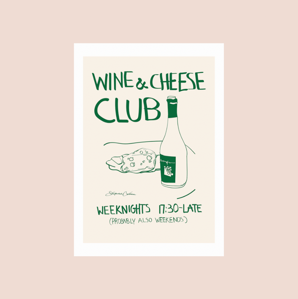 Wine & Cheese Club A3 Print
