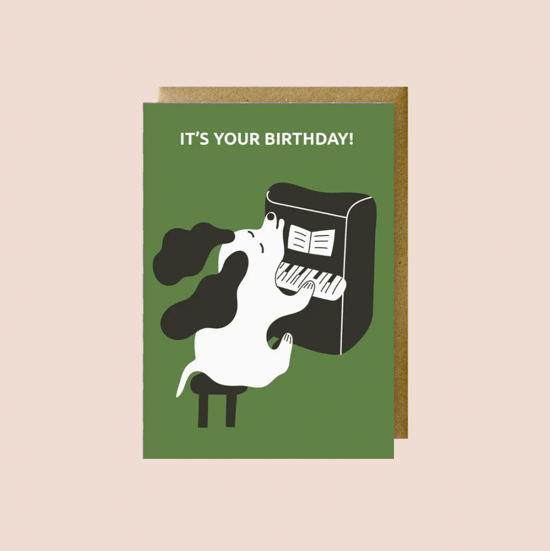 Dog Piano Birthday Card