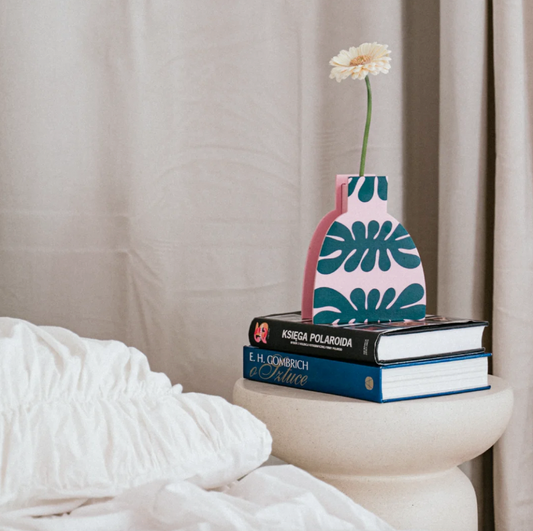 Monstera Painted Wooden Vase