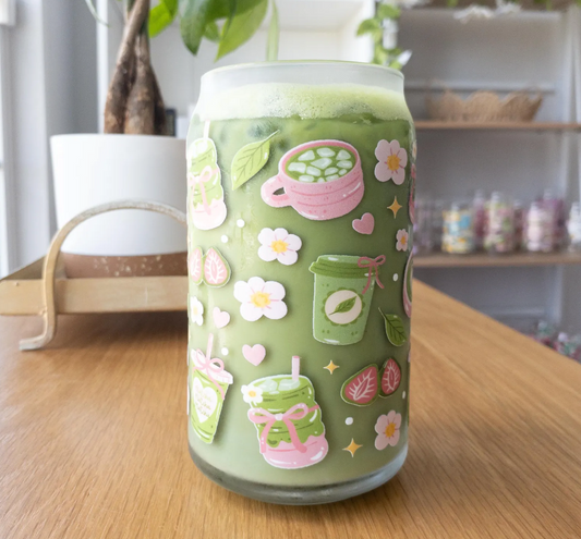 Matcha Coquette Iced Coffee Glass 16oz