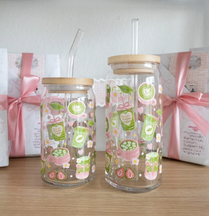 Matcha Coquette Iced Coffee Glass 16oz