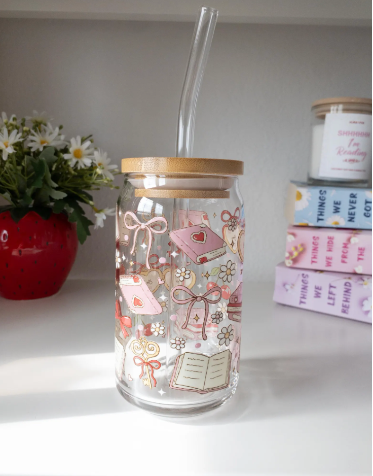 Romance Reading Iced Coffee Glass 16oz