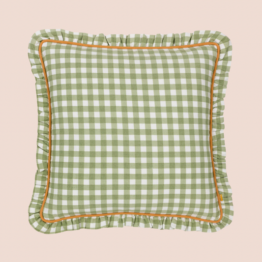 Gingham Light Green Check Cushion