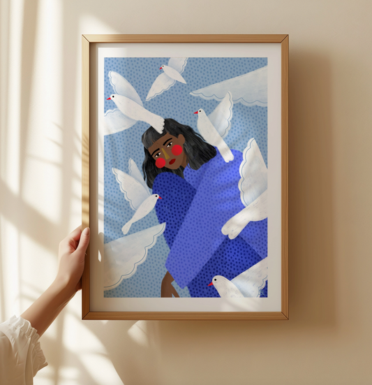Blue Birds A3 Fine Art Print