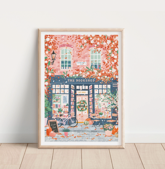Autumn Bookshop A3 Print