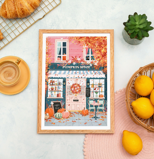 Pumpkin Spice Cafe A4 Print