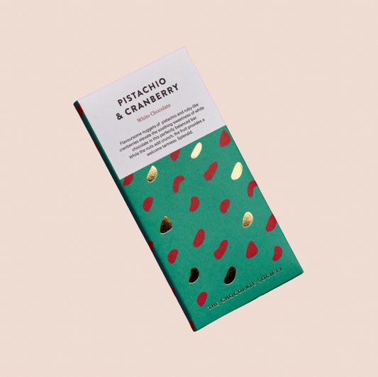 Pistachio & Cranberry White Chocolate 80g Bar