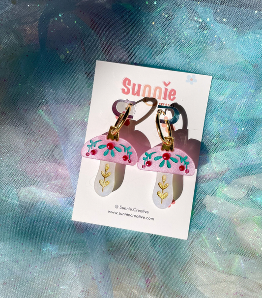Folk Mushroom Handmade Earrings