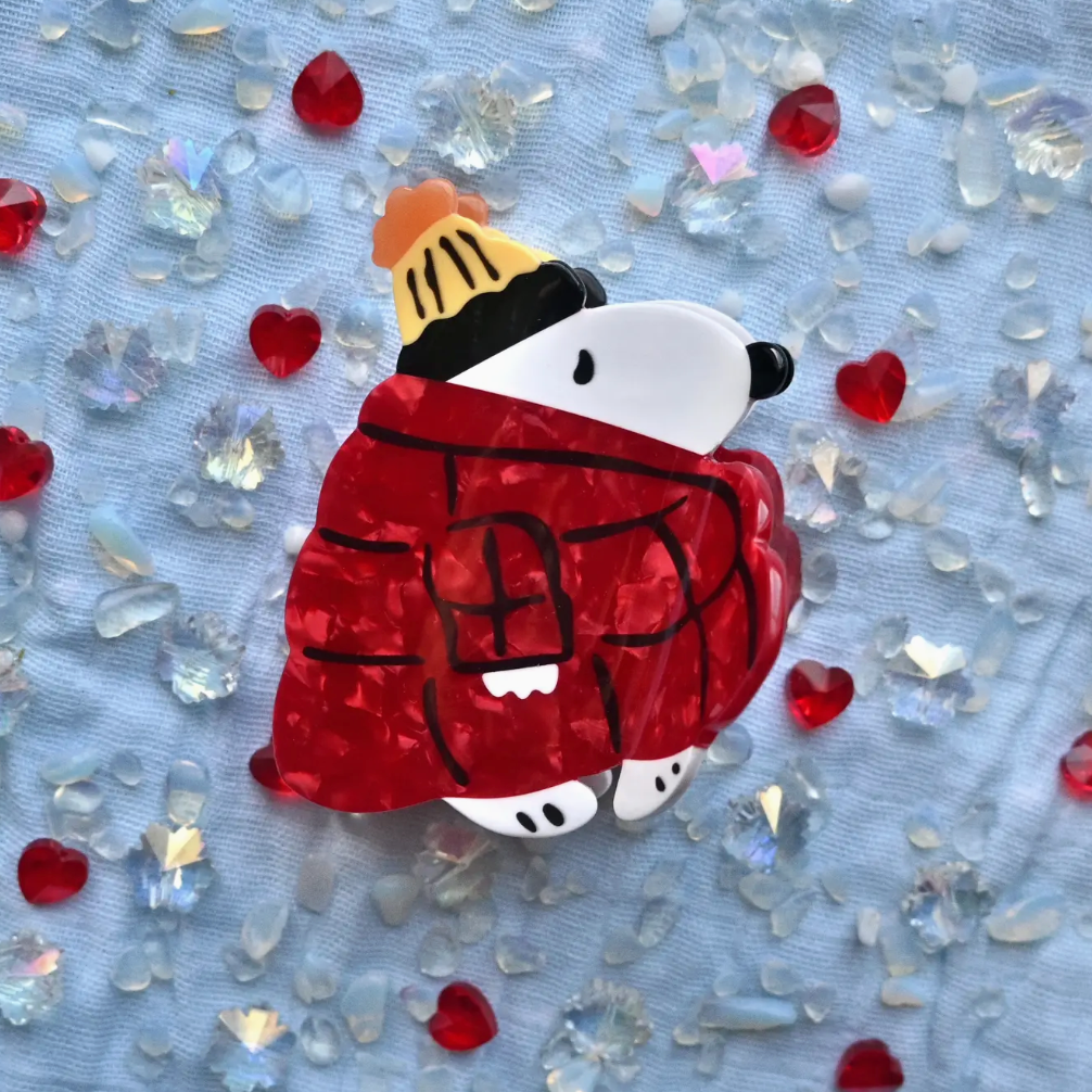 Snoopy Puffer Jacket Hair Claw Clip