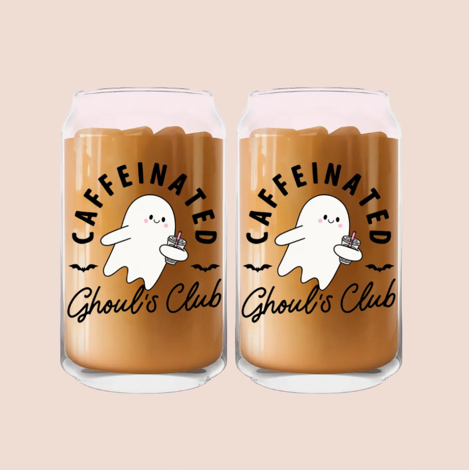Caffeinated Ghouls Club Iced Coffee Glass 16oz