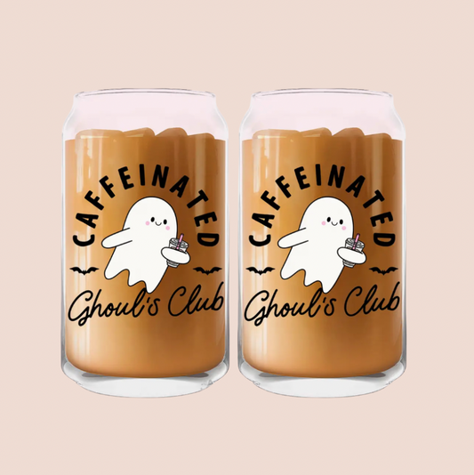 Caffeinated Ghouls Club Iced Coffee Glass 16oz