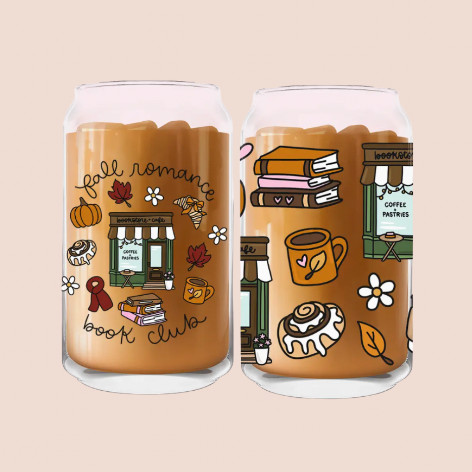 Fall Romance Book Club Iced Coffee Glass 16oz