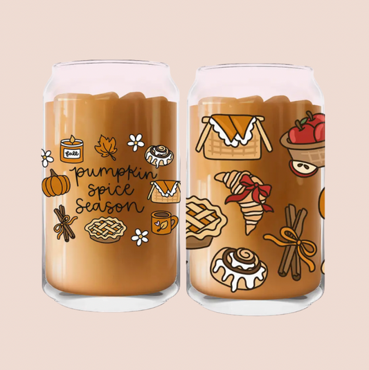 Pumpkin Spice Season Iced Coffee Glass 16oz