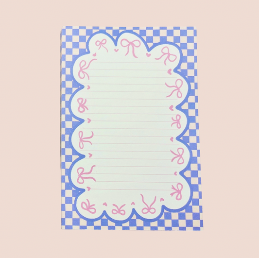 Bow Check Scalloped Notepad
