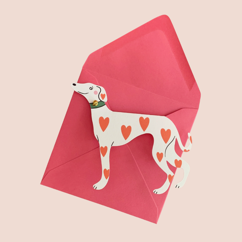 Heart Dog Cutout Greetings Card