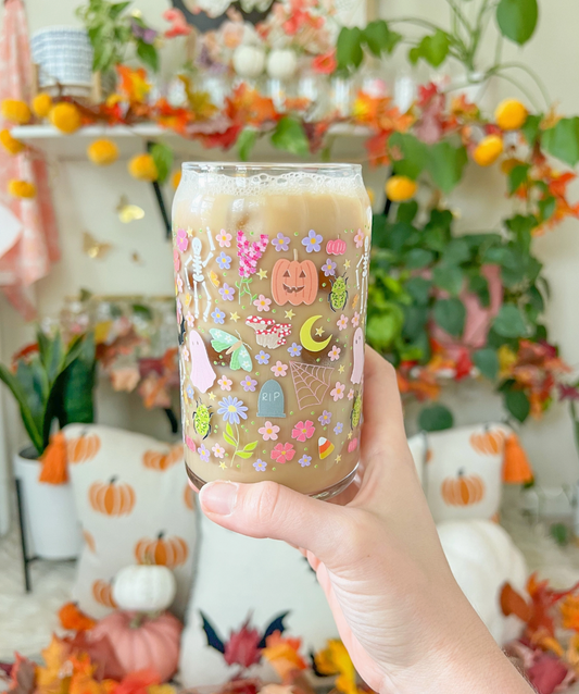 Whimsy Halloween Iced Coffee Glass 16oz