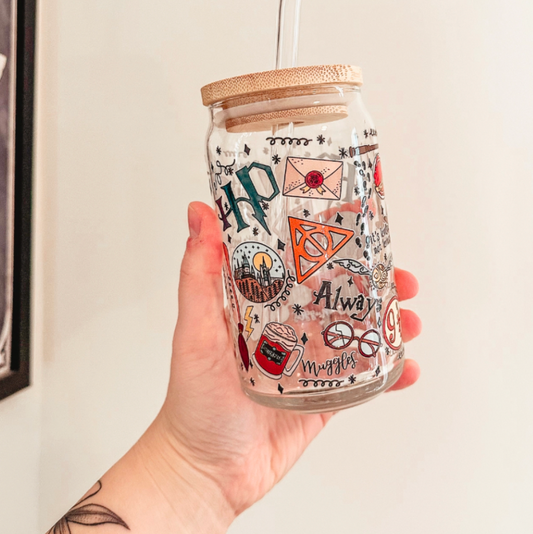 Harry Potter Icons Iced Coffee Glass 16oz