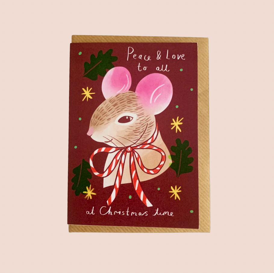 Peace & Love Mouse Christmas Card