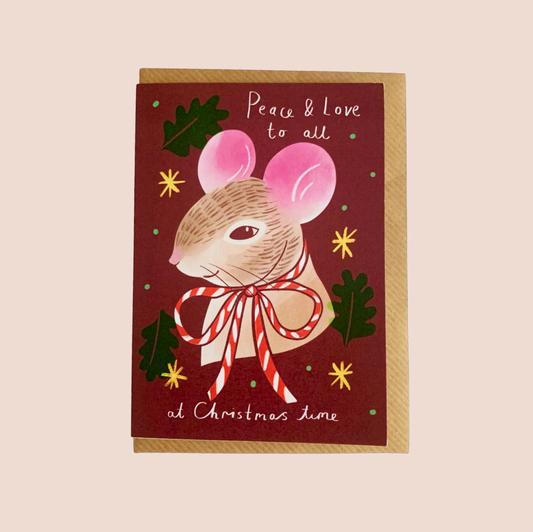 Peace & Love Mouse Christmas Card
