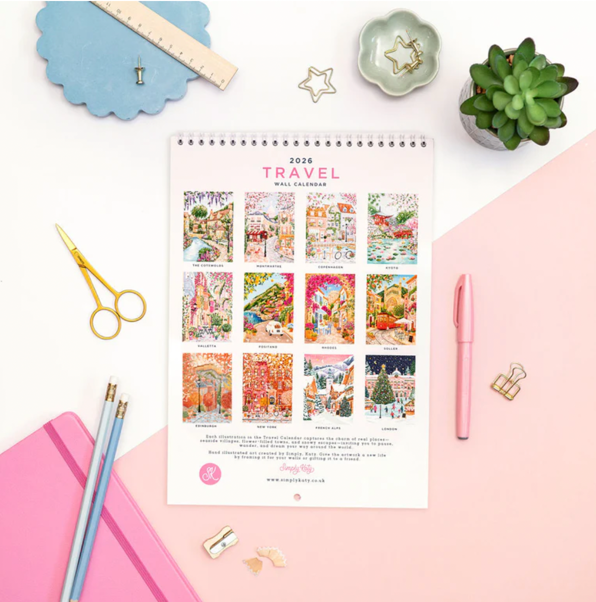 2026 Hand Illustrated Travel Calendar