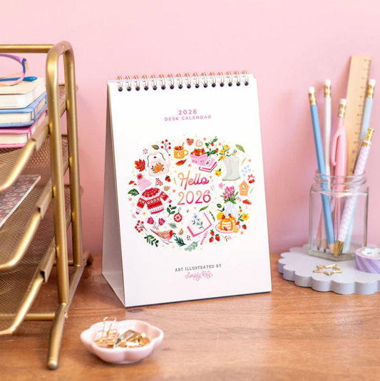 Hello 2026 Hand Illustrated Desk Calendar