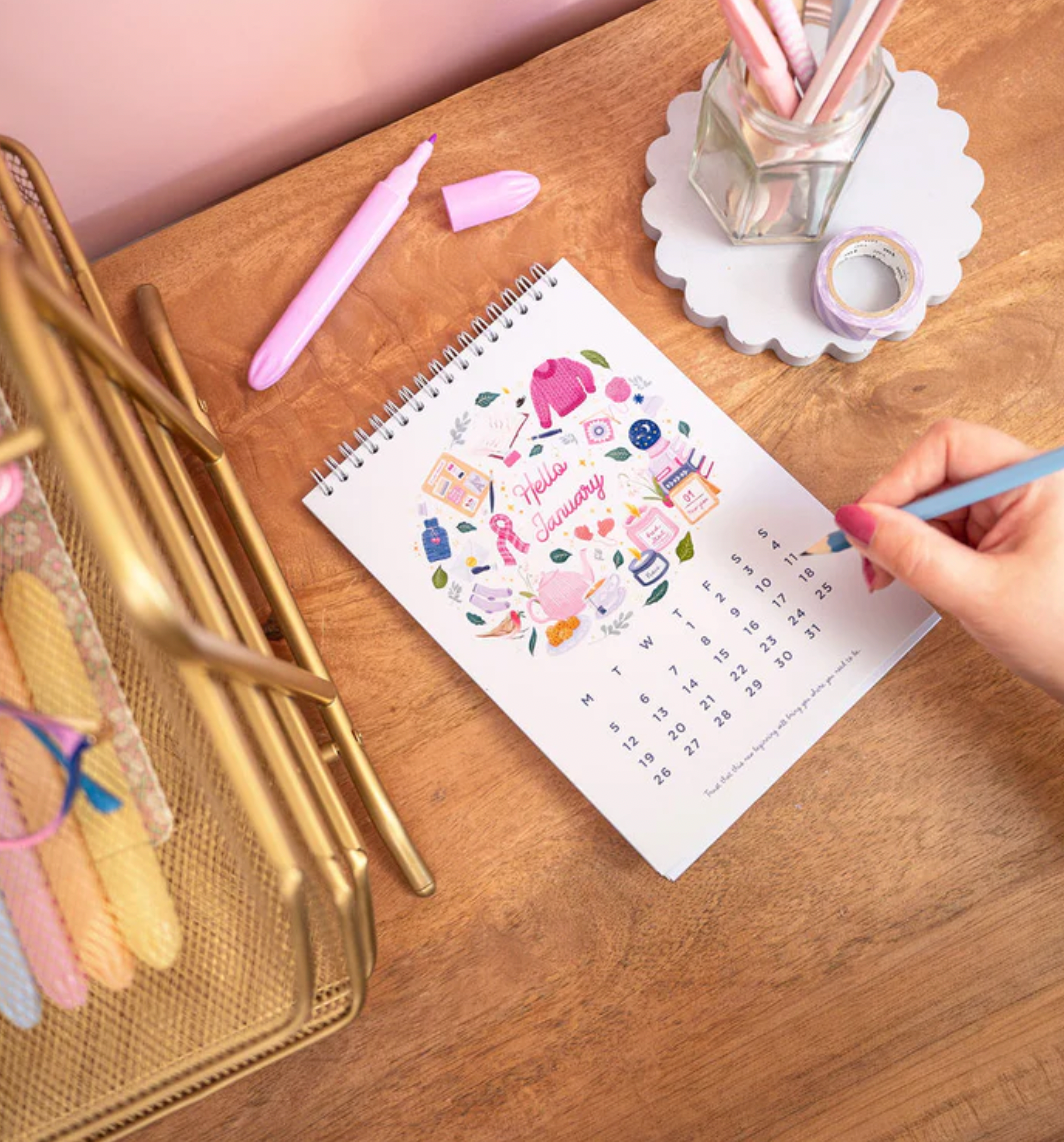 Hello 2026 Hand Illustrated Desk Calendar
