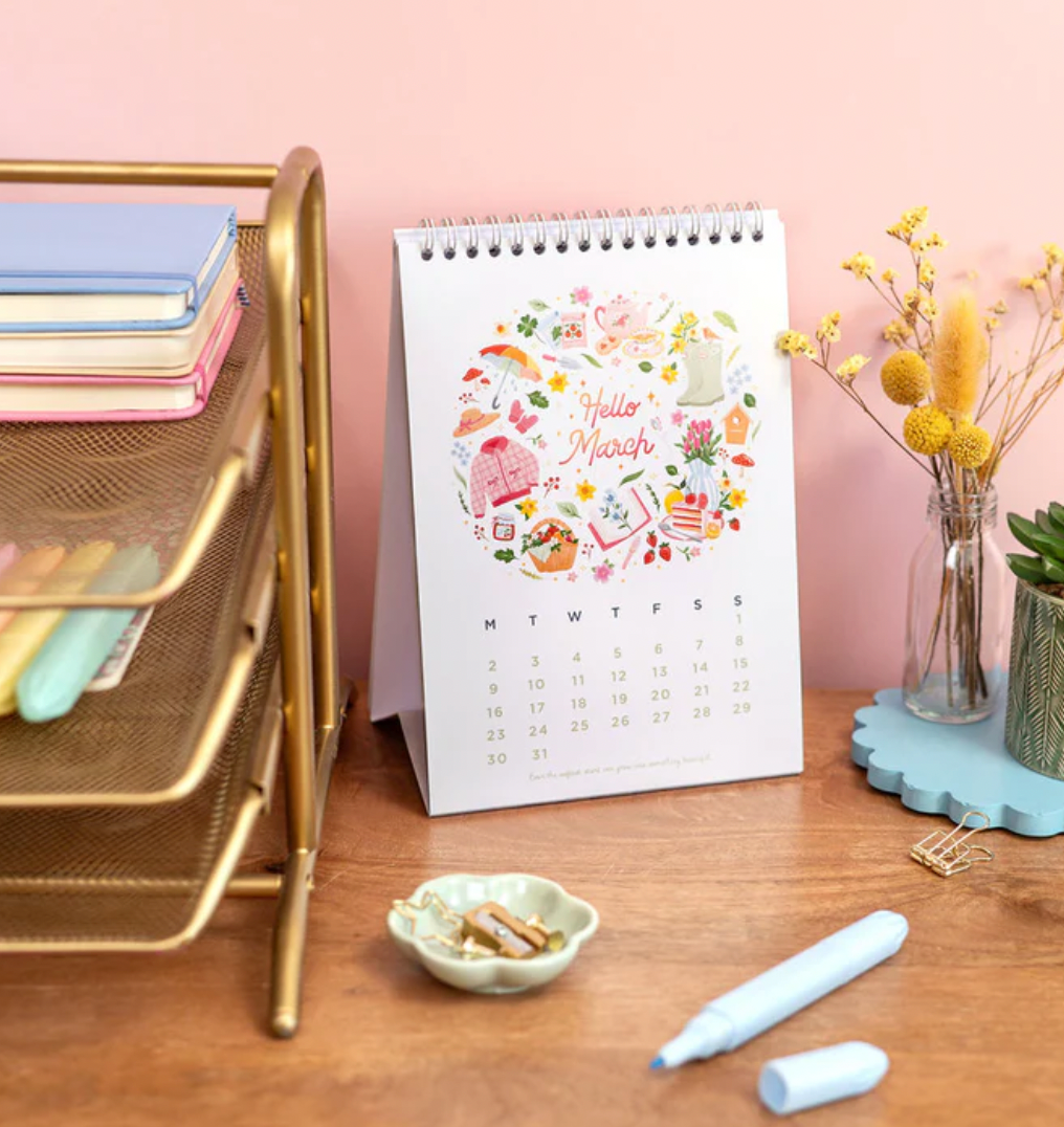 Hello 2026 Hand Illustrated Desk Calendar