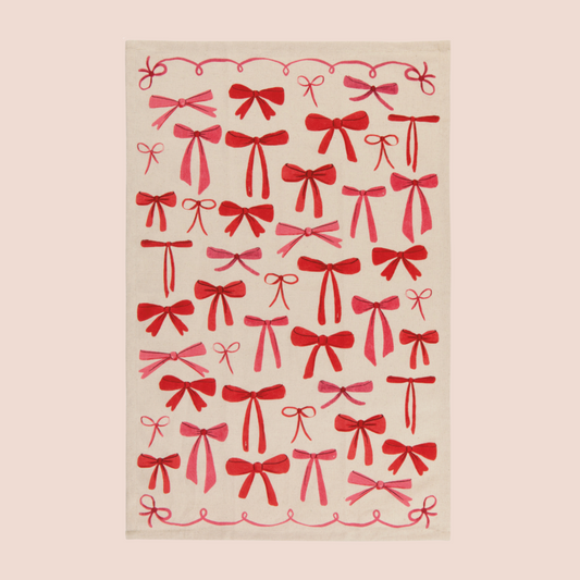 Illustrated Bows Cotton Tea Towel