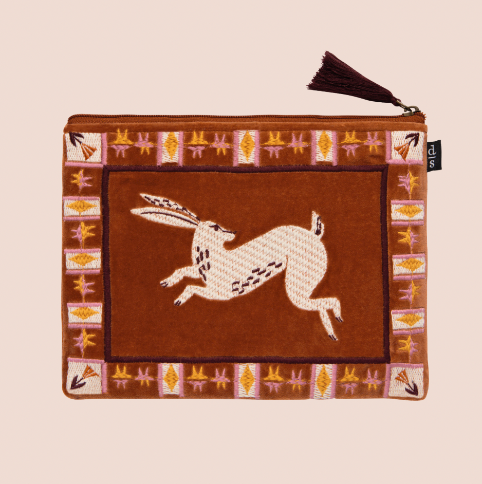 Folklore Amber Embroidered Zip Pouch