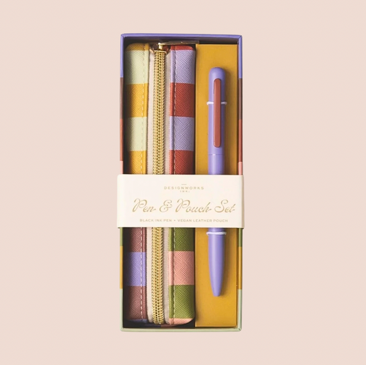 Striped Pen & Pouch Stationery Set