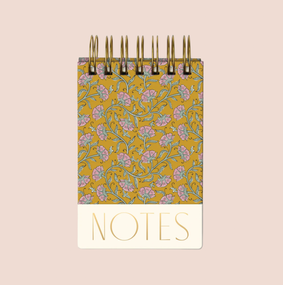 Floral Mustard Chunky Ringbound Notepad