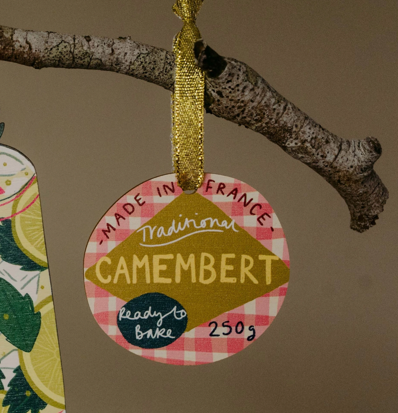 Camembert Cheese - Wooden Tree Decoration
